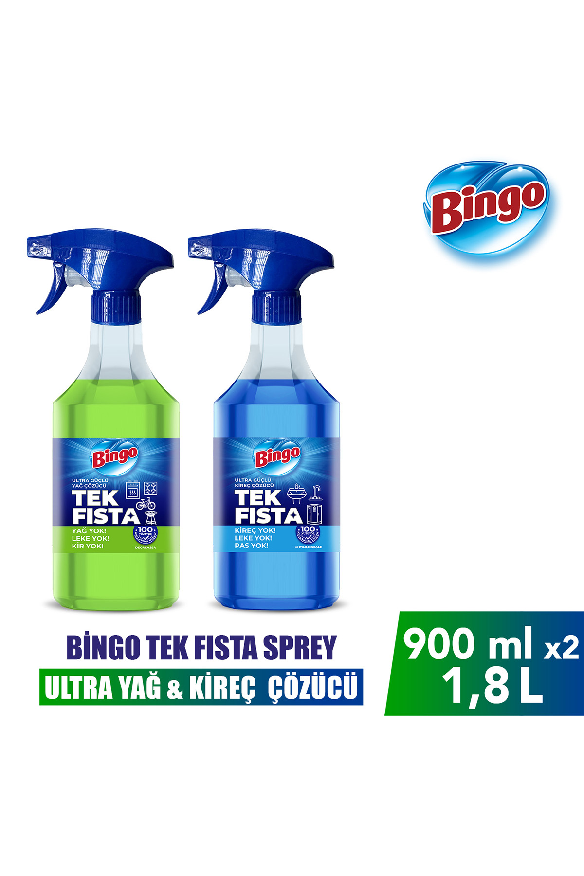 Bingo Sprey Yağ Çözücü 900 MLX1 + Bingo Sprey Kireç Sökücü 900 MLX1